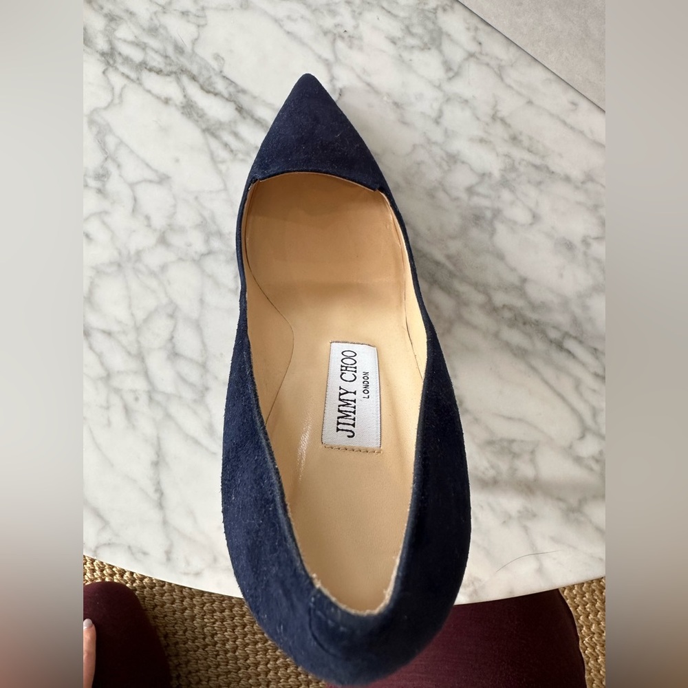 Jimmy Choo Avril Suede Pump in Navy - Picture 8 of 10
